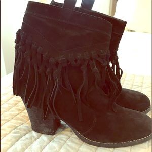 Black Fringe Booties Size 6